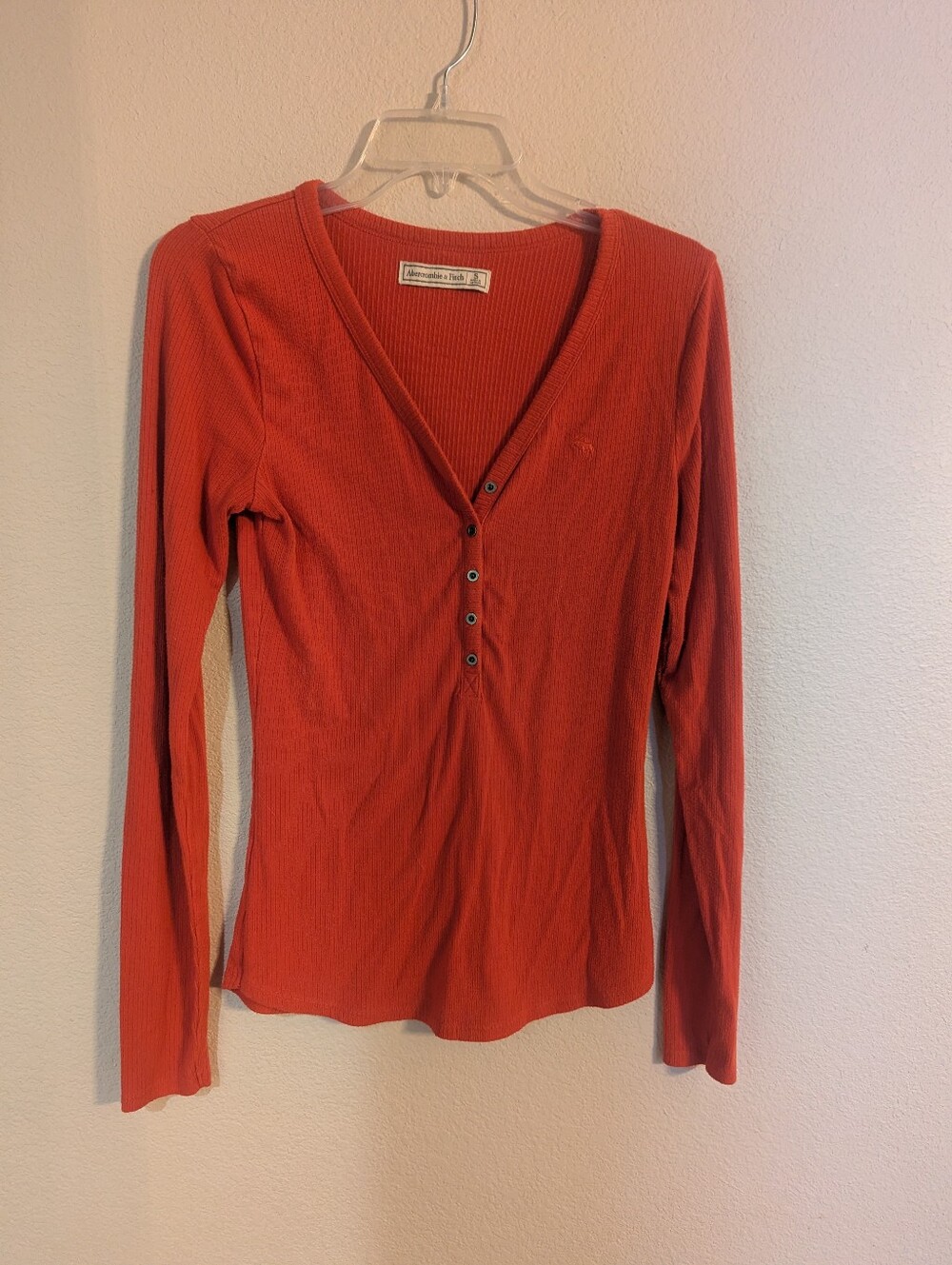 Abercrombie & Fitch Ribbed Henley Long Sleeve Top